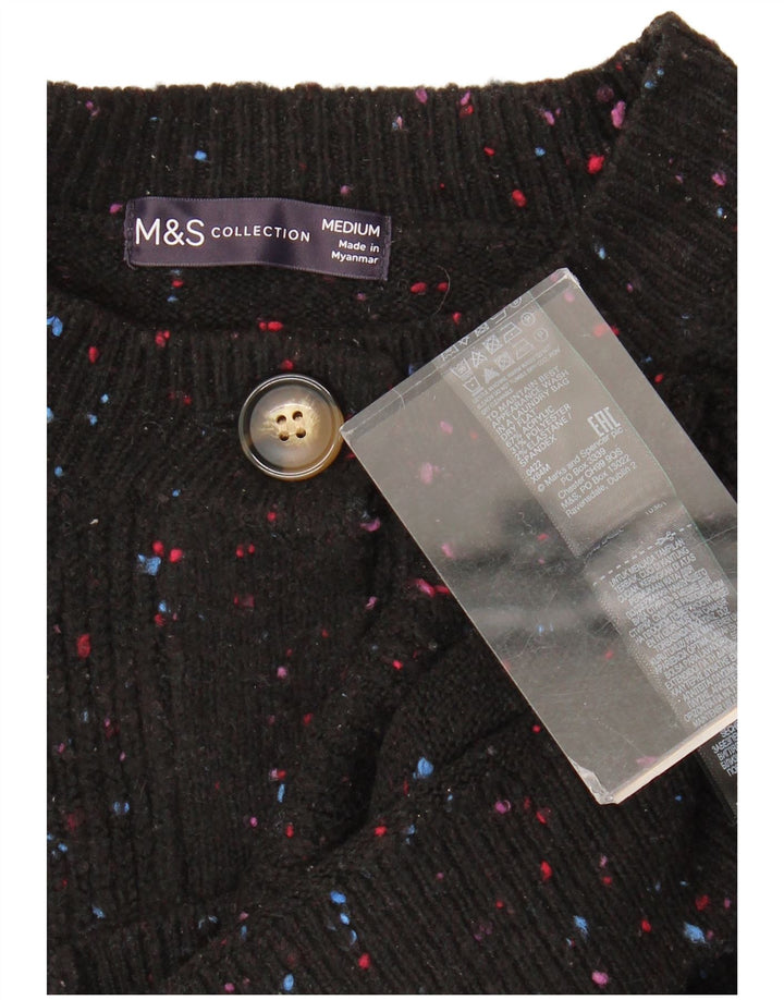 Marks & Spencer Dame Cardigan Sweater UK 14 Medium Black Flecked Acryl