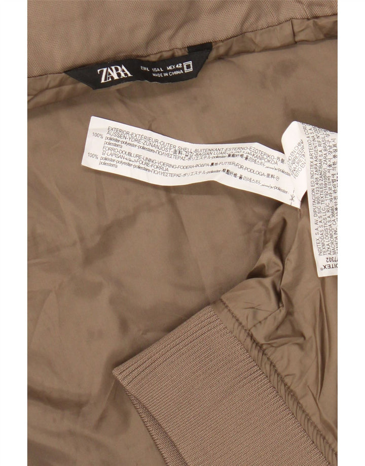 Zara Herre Bomber Jacket UK 40 Large Beige Polyester