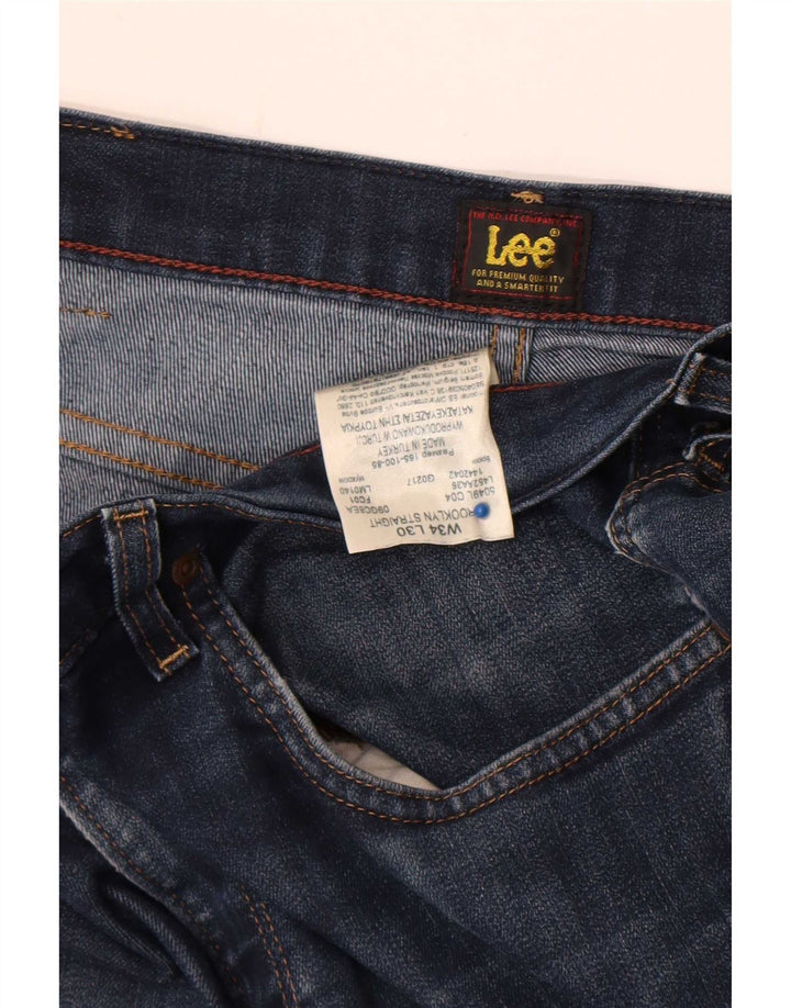 Lee Herre Brooklyn Straight Jeans W34 L30 Marineblå Bomuld