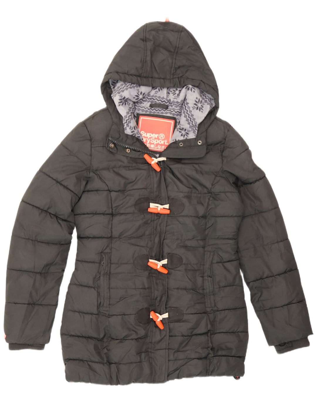 Superdry polstret hættejakke til kvinder UK 14 mellemgrå polyester