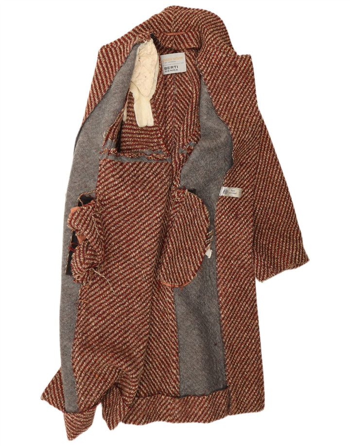 AQUASCUTUM Dameoverfrakke UK 12 Medium Rød Flecked New Wool Classic