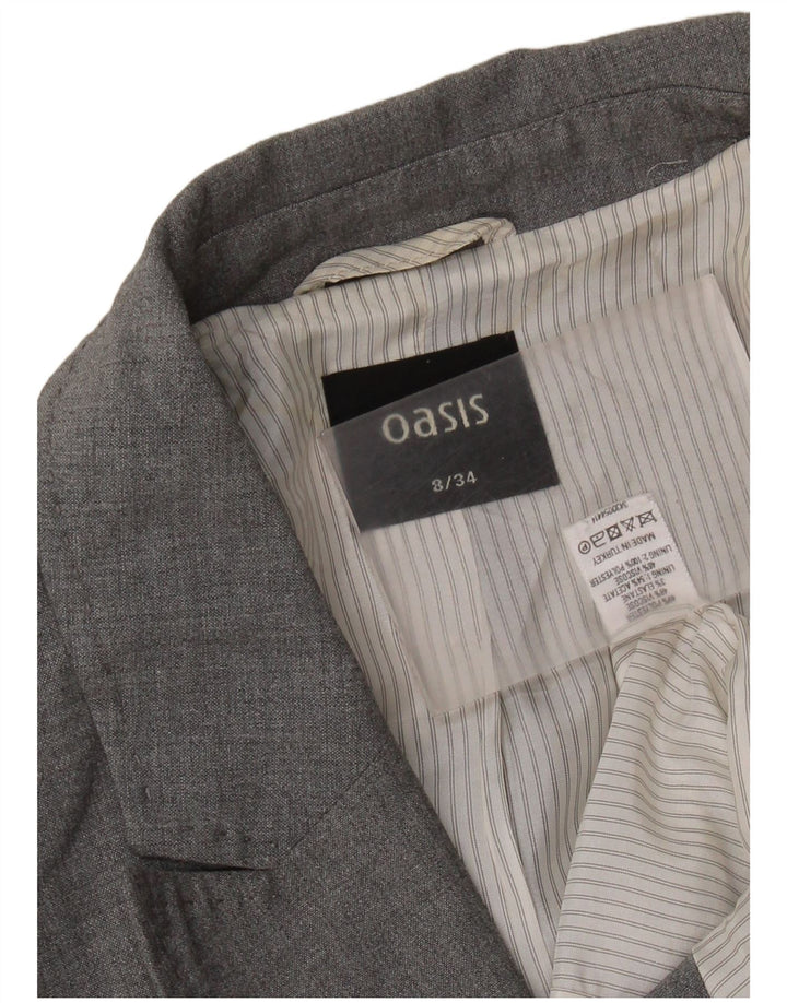 OASIS Womens Crop 1-knaps blazerjakke UK 8 Small Grå Polyester