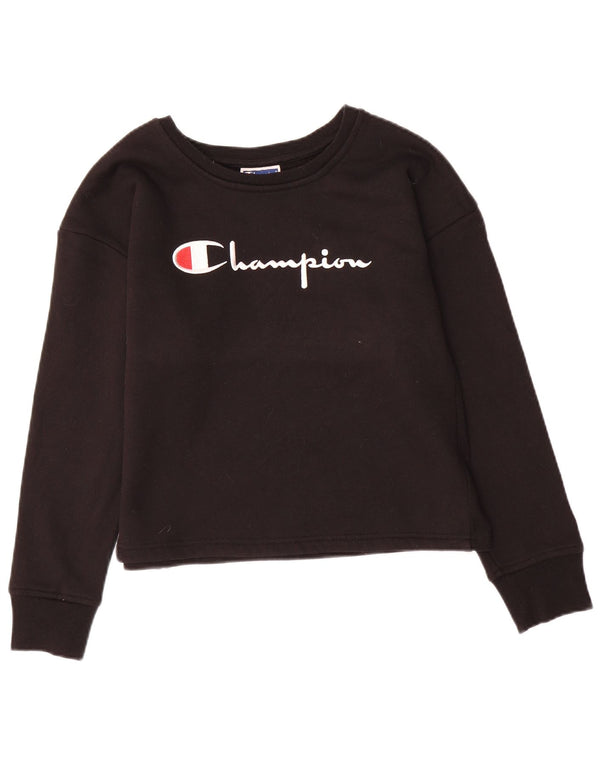 CHAMPION Piger Grafisk Sweatshirt Jumper 13-14 år XL Sort Bomuld