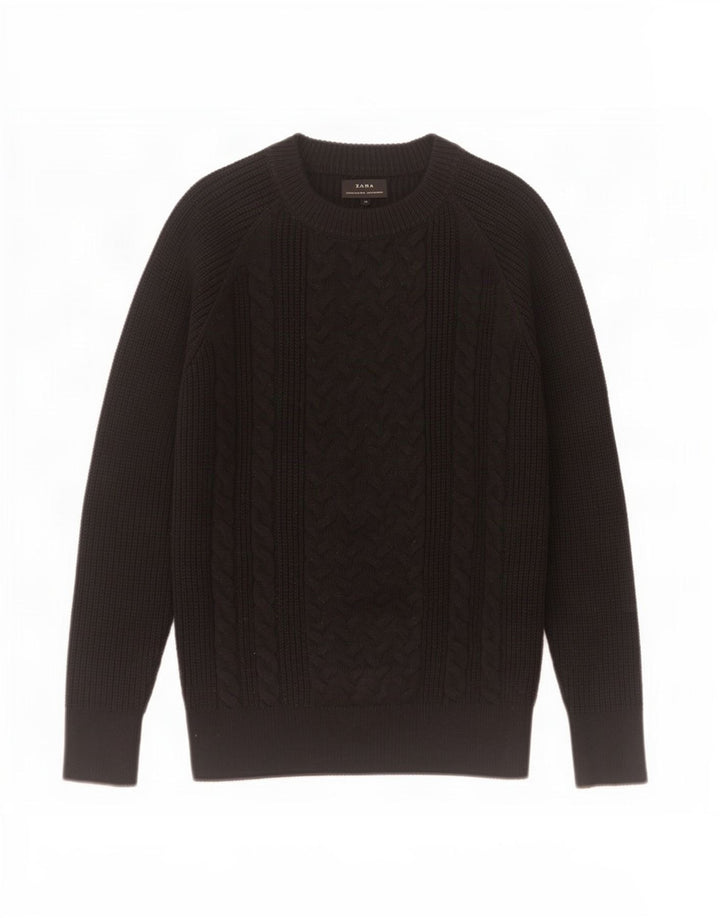 Zara Herre Boat Neck Jumper Sweater Medium Sort Akryl
