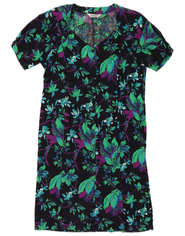 Persona Kvinders Kortærmede Skjortekjole Størrelse 19 Small Navy Blue Floral