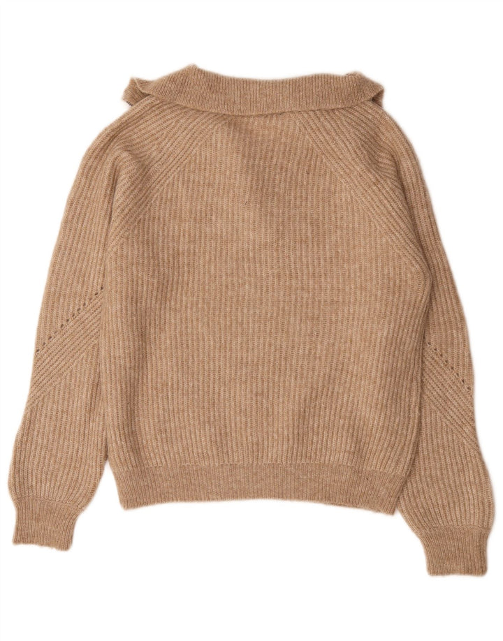 Marks & Spencer Dame sweater med lynlås-hals UK 10 Små brune flækkede
