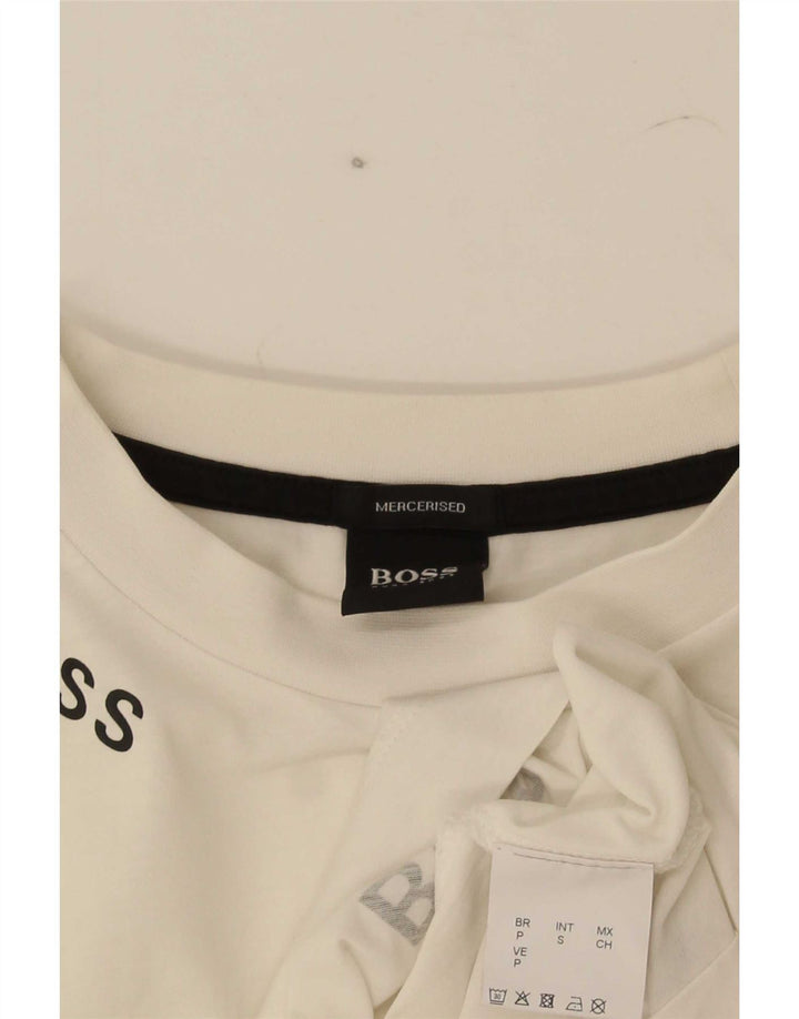 Hugo Boss Herre grafisk T-shirt Top Lille hvid bomuld