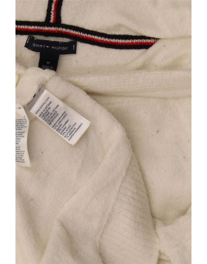 Tommy Hilfiger Dame Oversized Crop Jumper Sweater UK 14 Medium White