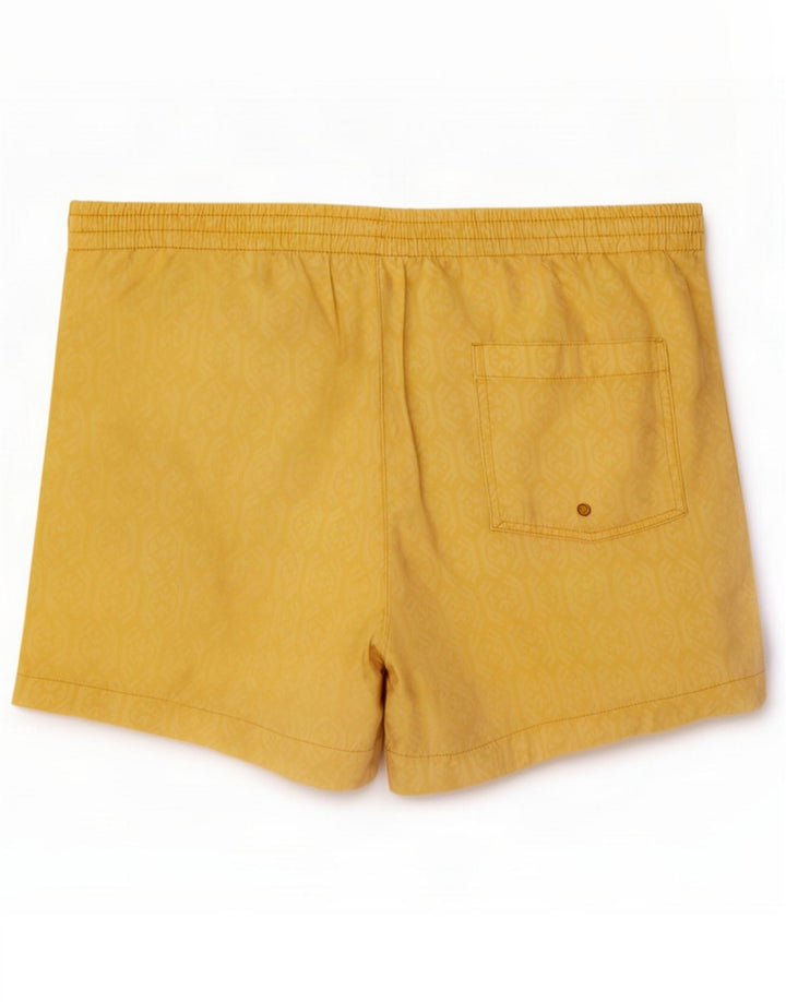 Zara Badeshorts med abstrakt mønster til mænd Large W32 Yellow Cotton
