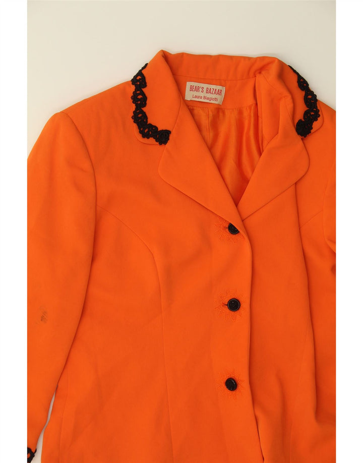 LAURA BIAGIOTTI Womens 3 Button Blazer Jacket IT 46 Large Orange Vintage Laura Biagiotti and Second-Hand Laura Biagiotti from Messina Hembry 