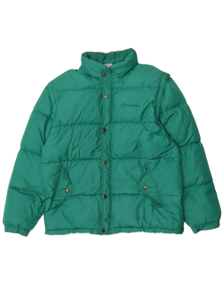 Sergio Tacchini Herre polstret jakke UK 40 Stor grøn polyamid