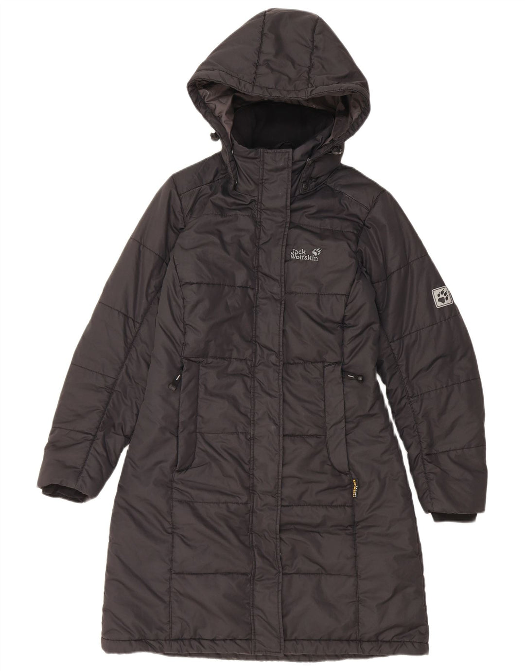 Jack Wolfskin Dame Hætte Polstret Frakke UK 10 Small Black Polyester