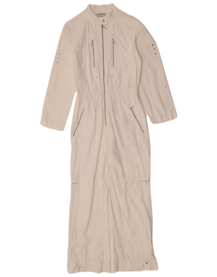 Tuzzi Dame Langærmet Jumpsuit UK 12 Medium White Bomuld