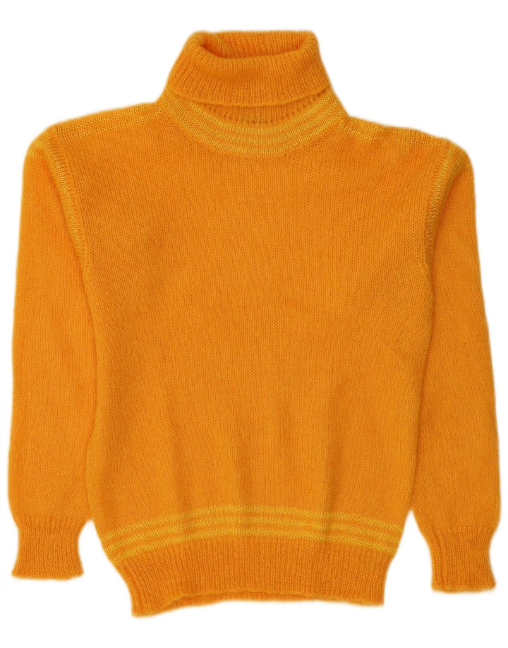 Vintage Dame Roll Neck Jumper Sweater UK 12 Medium Orange Mohair