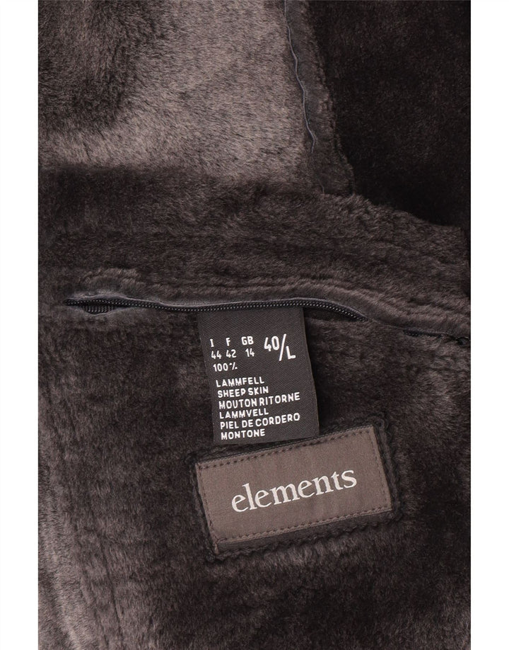 Elements Dame Shearling Coat UK 14 Stort sort fåreskind
