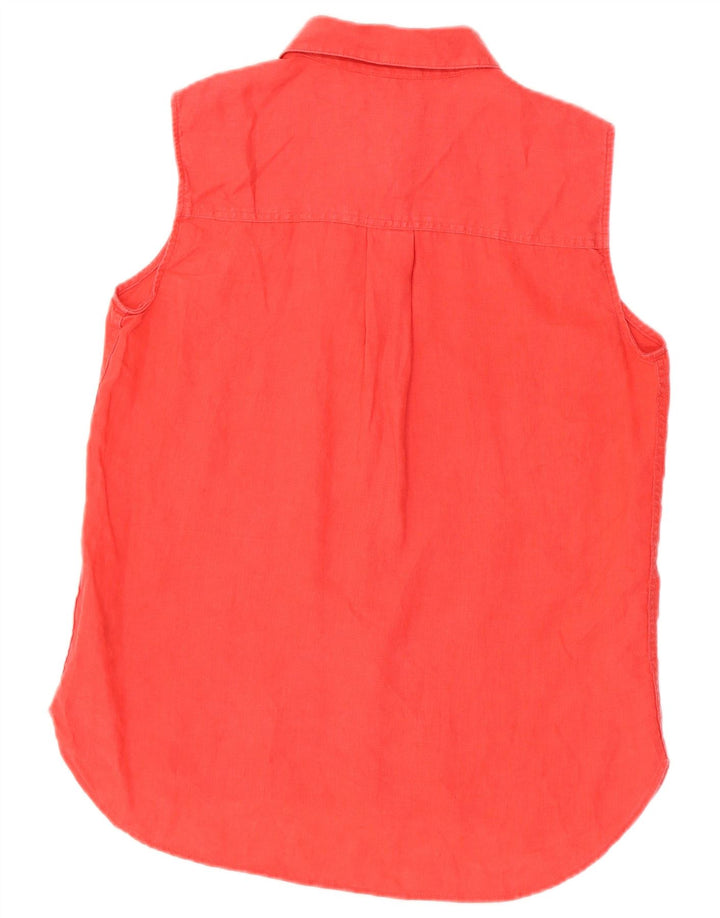 MARKS & SPENCER ærmeløs skjorte til kvinder UK 12 Medium Pink Linen