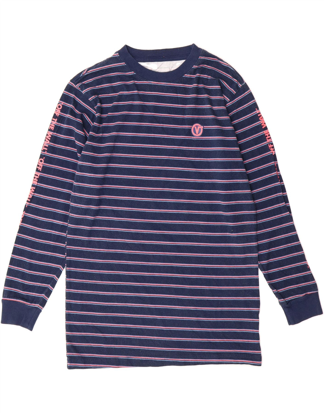 VANS Mens Classic Fit Graphic Top Long Sleeve Medium Navy Blue Striped Vintage Vans and Second-Hand Vans from Messina Hembry 