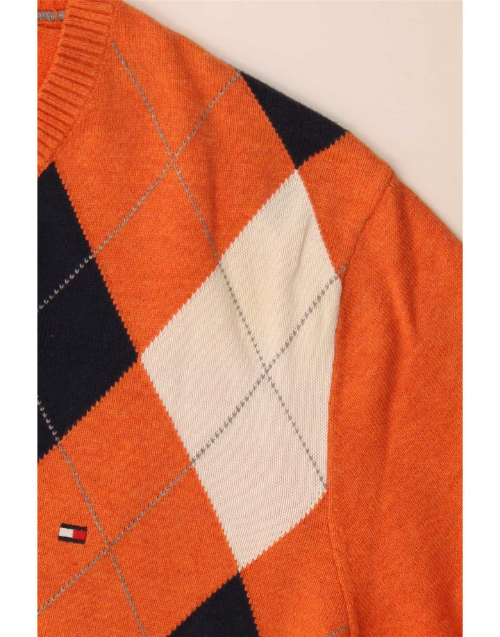 Tommy Hilfiger Herre V-hals sweater Medium Orange Argyle/Diamond