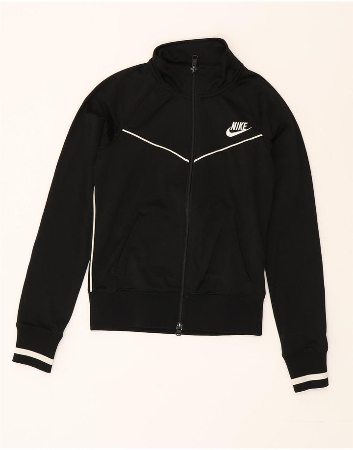 Nike træningsdragt topjakke til kvinder UK 6/8 XS sort stribet polyester