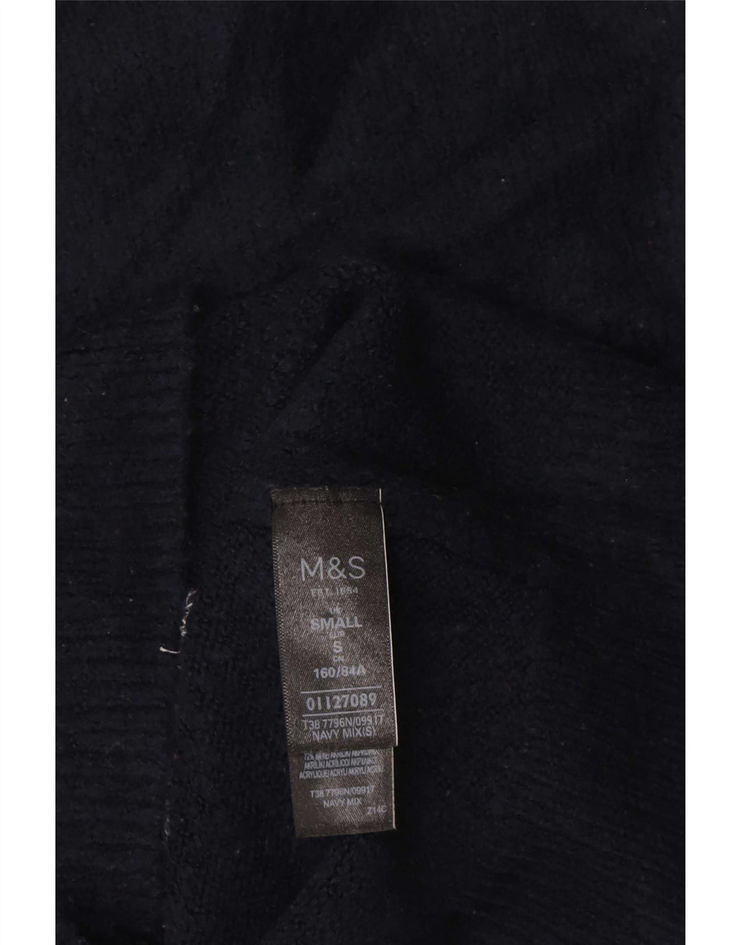 Marks & Spencer Dame Turtle Neck Jumper Sweater UK 10 Small Navy Blue