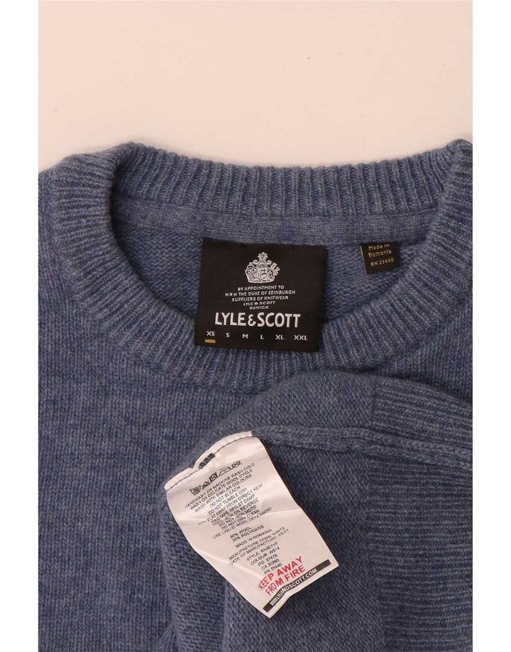 Lyle & Scott Herre sweater med rund hals XS blå uld
