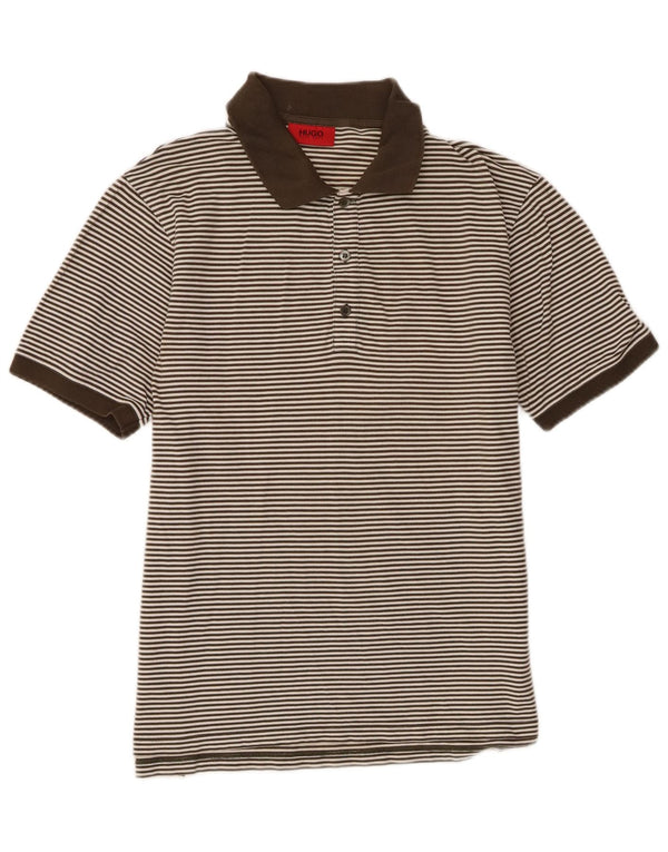 Hugo Boss herre poloshirt XL Khaki nålestribet bomuld