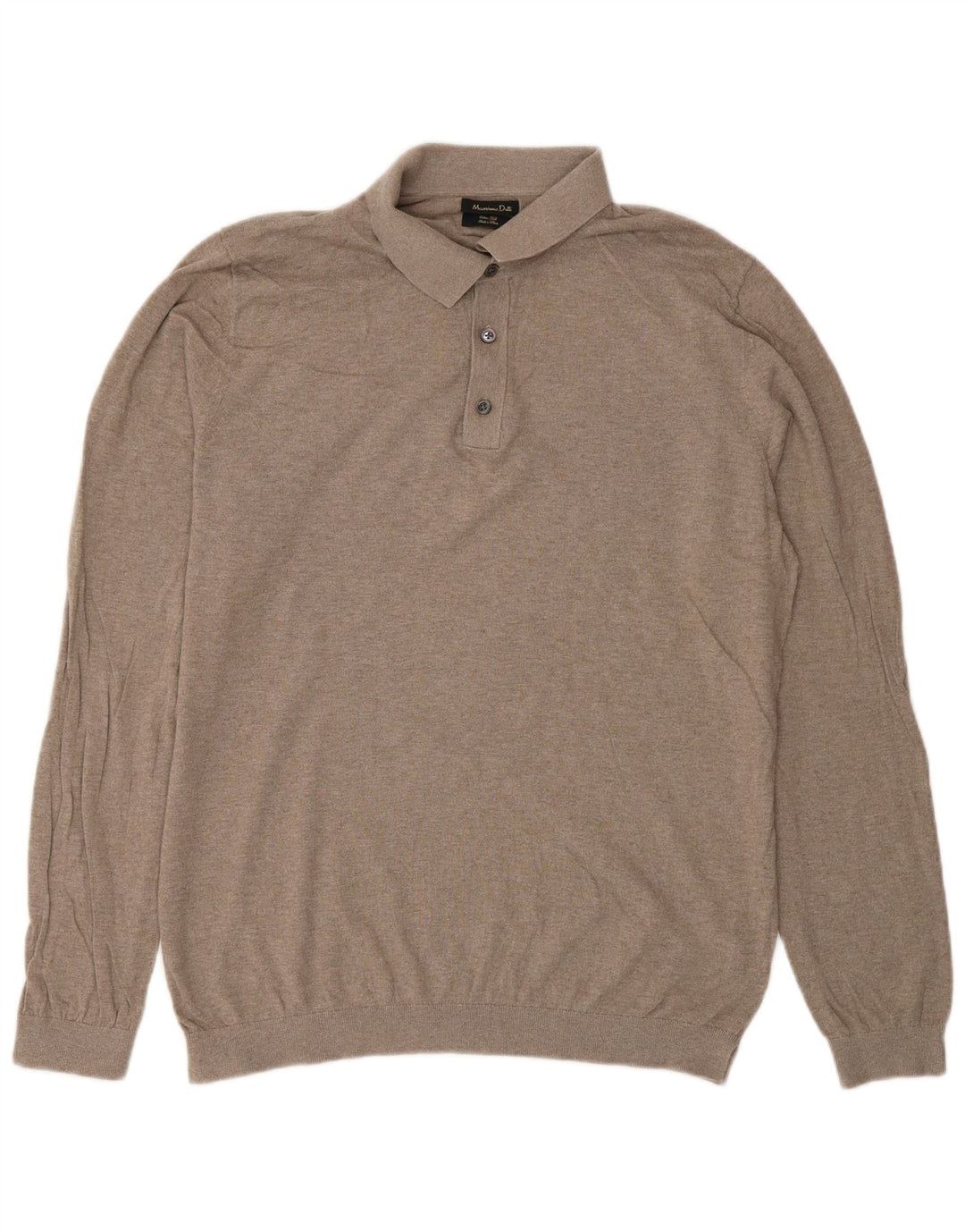 Massimo Dutti Herre Polo Neck Jumper Sweater Medium Beige Bomuld