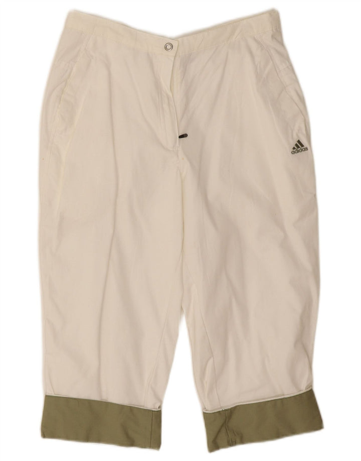Adidas Bermuda Shorts til kvinder UK 12 Medium W28 Off White Colourblock Bomuld