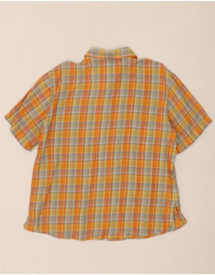 TRU Mens Short Sleeve Shirt Size 42 Large Orange Check Vintage Tru and Second-Hand Tru from Messina Hembry 