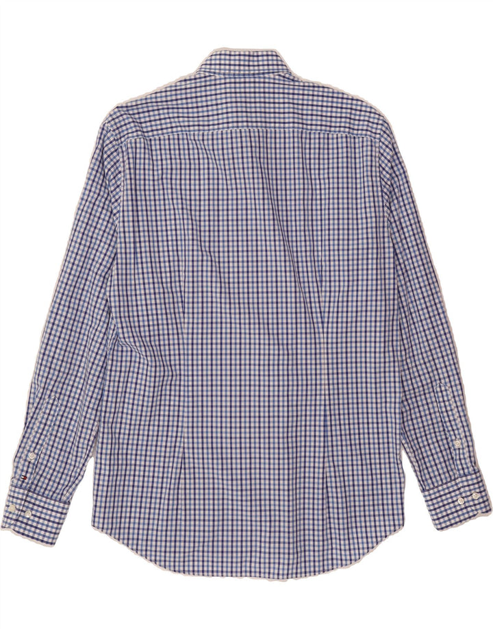 TOMMY HILFIGER Mens Fitted Tailored Fit Shirt Size 41/16 Large Blue Check Vintage Tommy Hilfiger and Second-Hand Tommy Hilfiger from Messina Hembry 