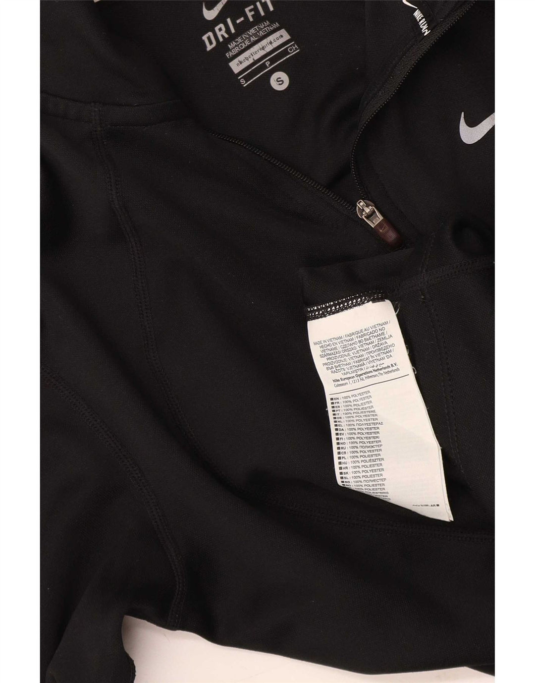 Nike Dame Dri Fit Pullover med lynlås-hals Træningsdragt Top UK 10 Lille Sort