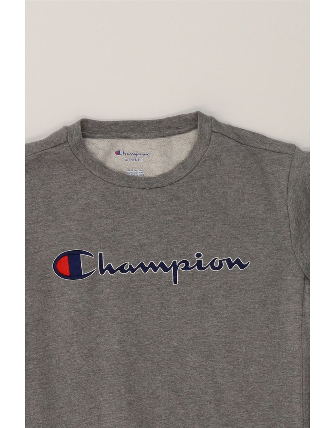 CHAMPION Womens Graphic Sweatshirt Jumper UK 14 Large Grey Cotton Vintage Champion and Second-Hand Champion from Messina Hembry 