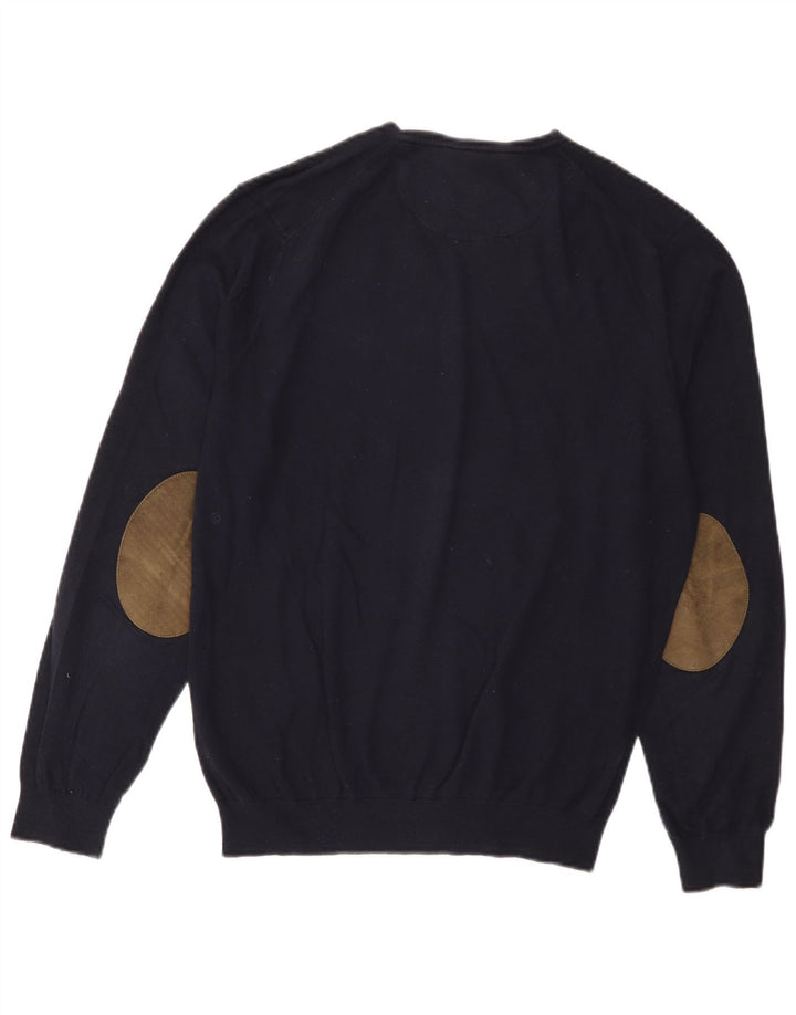 Massimo Dutti Herre V-hals sweater Stor marineblå bomuld