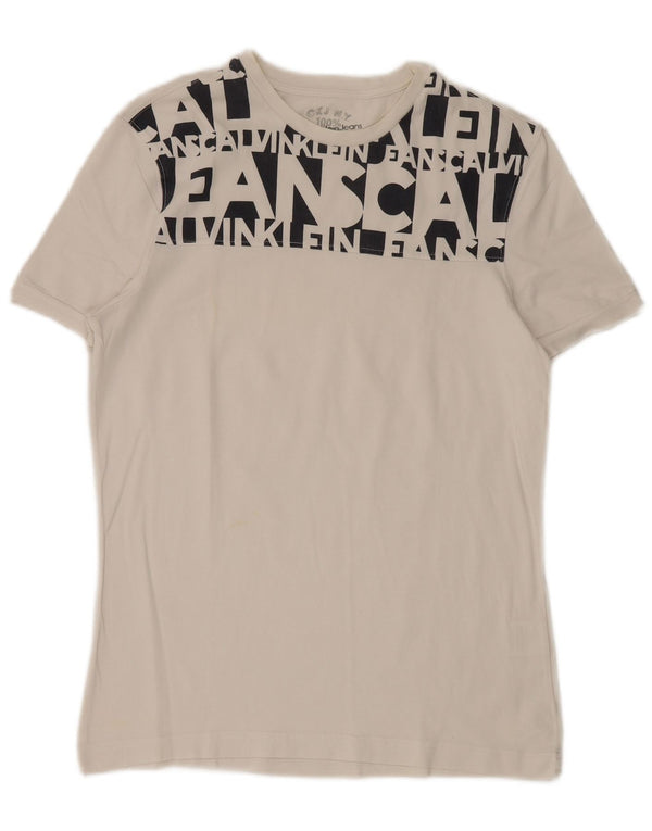 Calvin Klein Jeans Herre grafisk T-shirt Top Medium Hvid Bomuld