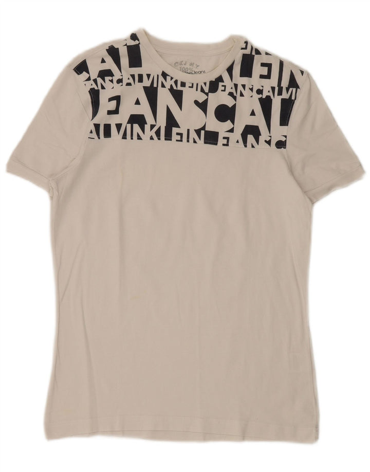 Calvin Klein Jeans Herre grafisk T-shirt Top Medium Hvid Bomuld