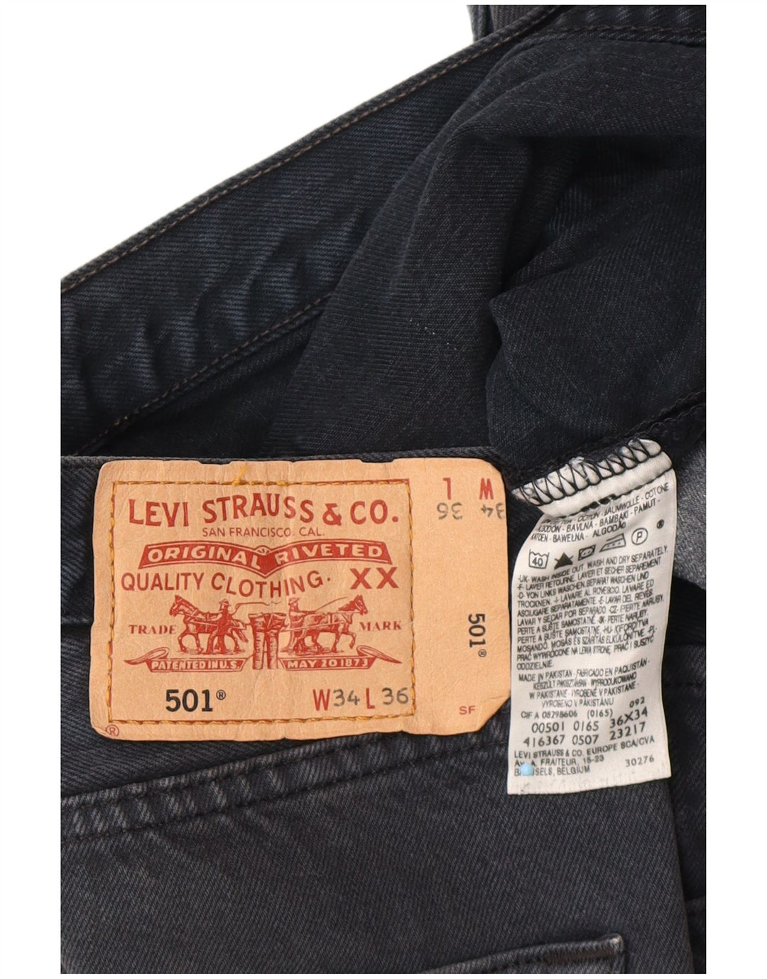 LEVI'S Herre 501 denimshorts W34 Stor marineblå bomuld