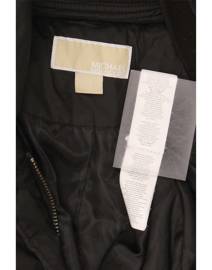 Michael Kors Dame Hætte Oversized Polstret Frakke UK 6 XS Sort Polyester