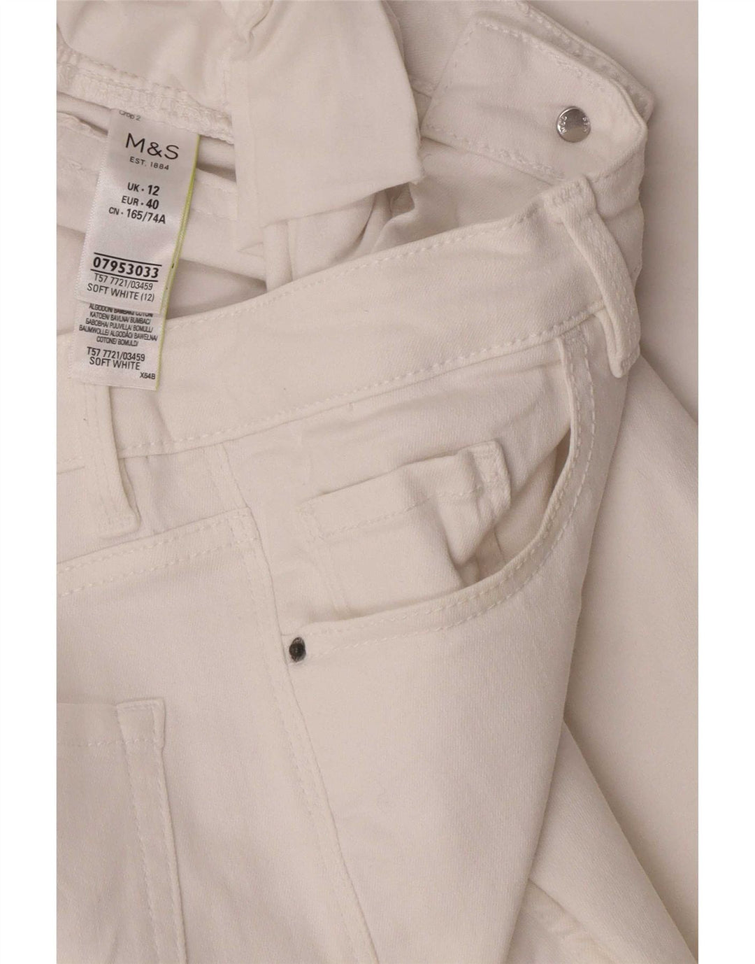 Marks & Spencer Womens Cropped Jeans UK 12 Medium W28 L23 White Bomuld