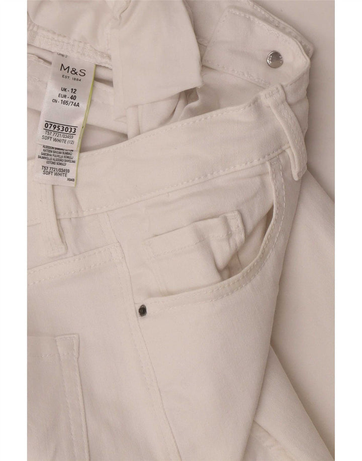 Marks & Spencer Womens Cropped Jeans UK 12 Medium W28 L23 White Bomuld