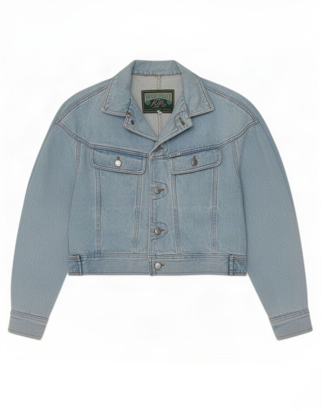 Rifle Dame Crop Denim Jacket UK 16 Large Blue