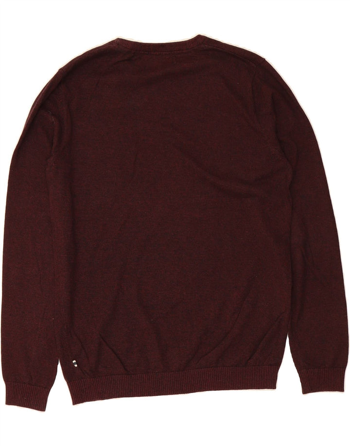 JACK & JONES Mens Boat Neck Jumper Sweater Medium Burgundy Cotton Vintage Jack & Jones and Second-Hand Jack & Jones from Messina Hembry 