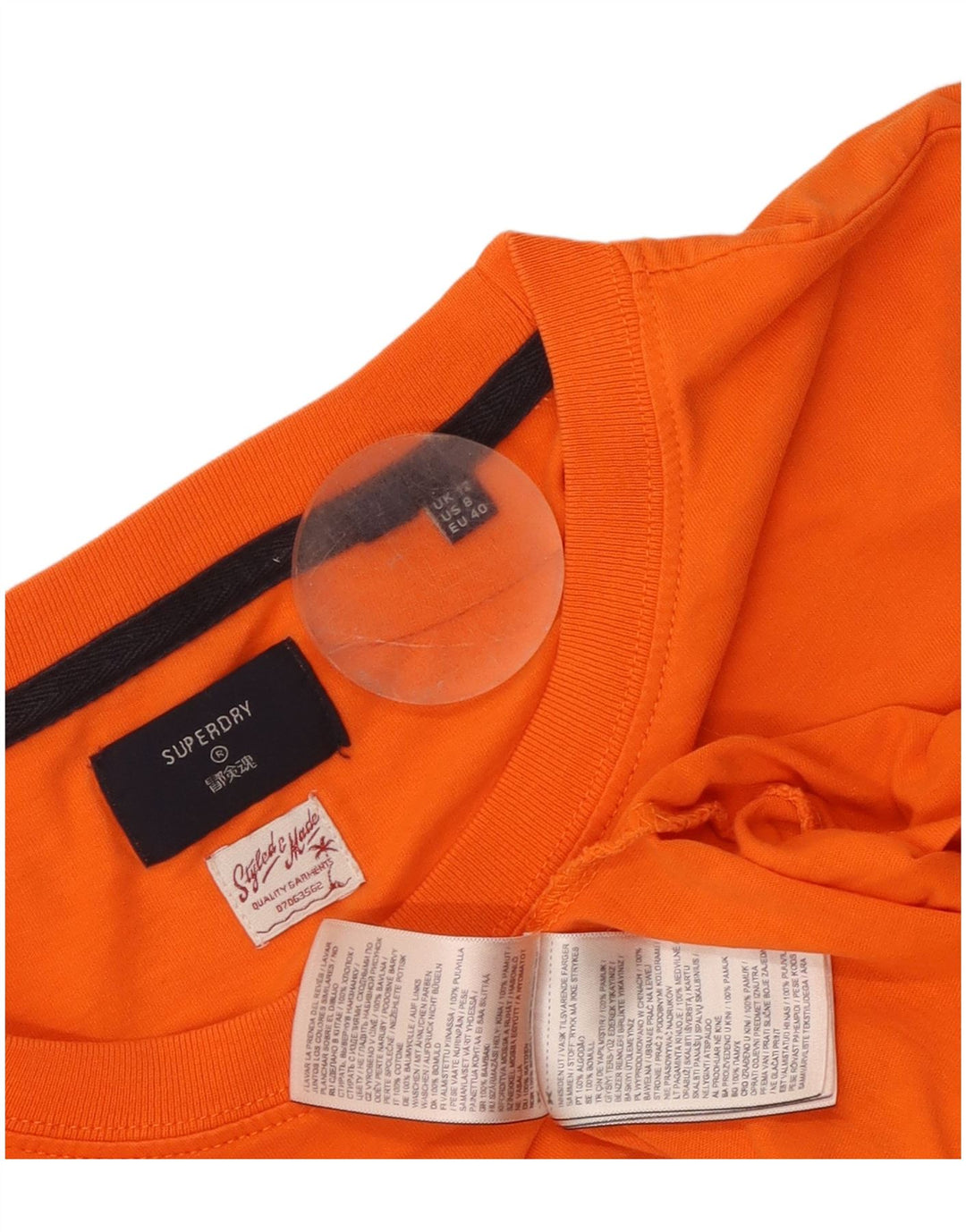Superdry Dame Grafisk Top Langærmet UK 12 Medium Orange Bomuld