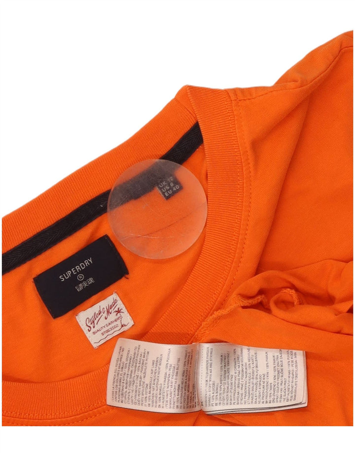 Superdry Dame Grafisk Top Langærmet UK 12 Medium Orange Bomuld