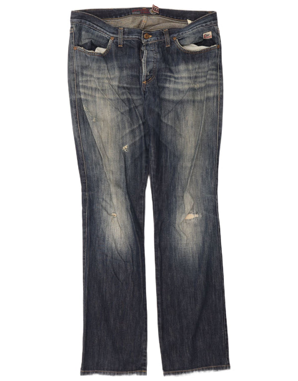 Roy Rogers Dame nødlidende højtaljet Bootcut Jeans IT 48 XL W34 L34 Blå