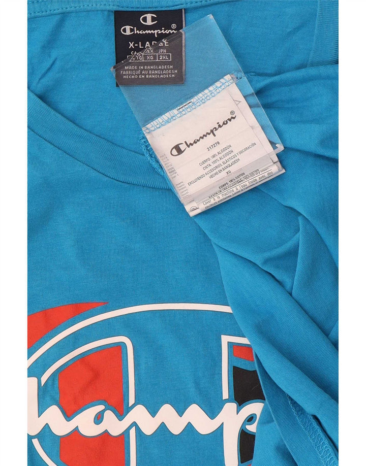 Champion Herre Grafisk T-Shirt Top XL Blå