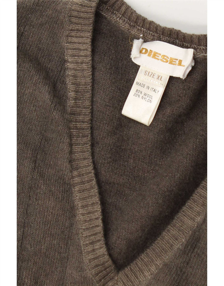 Diesel Herre V-hals sweater XL Grå Uld