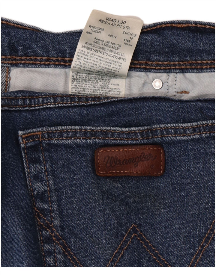 Wrangler Herre Regular Fit Straight Jeans W40 L30 Blå Bomuld