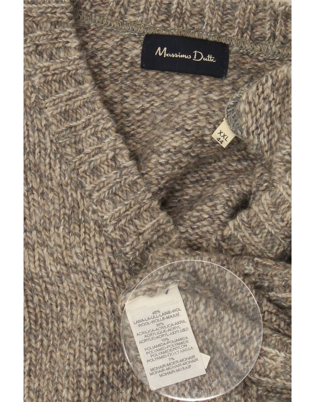 Massimo Dutti Herre V-hals sweater 2XL Grå Flecked Wool