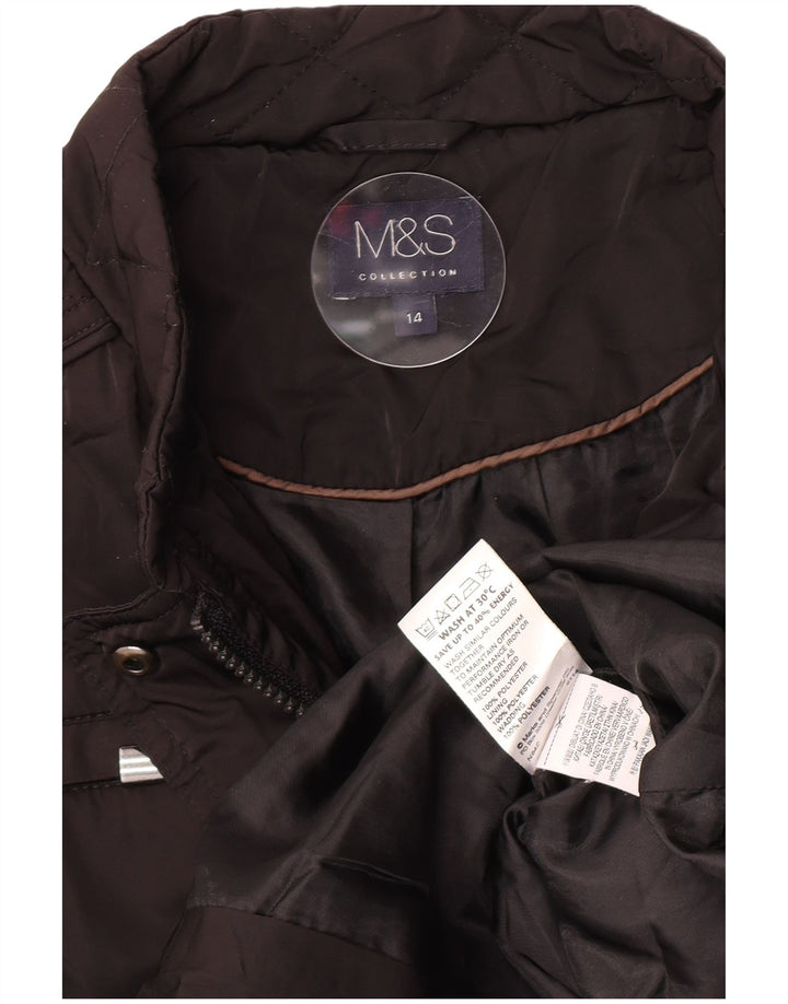 Marks & Spencer Quiltet jakke til kvinder UK 14 Stor sort polyester