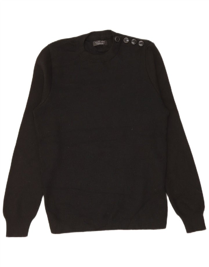 Zara Herre sweater med rund hals, medium sort